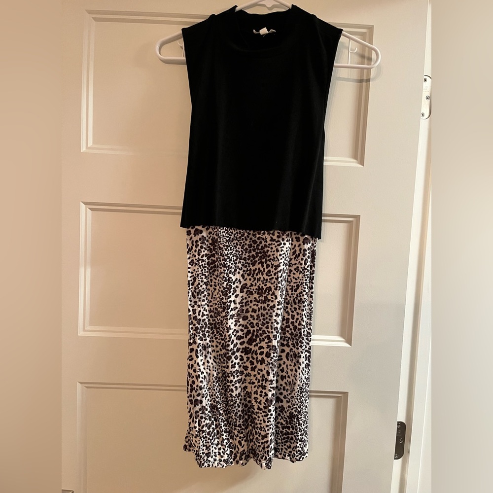 Hem & Thread mock neck leopard print dress